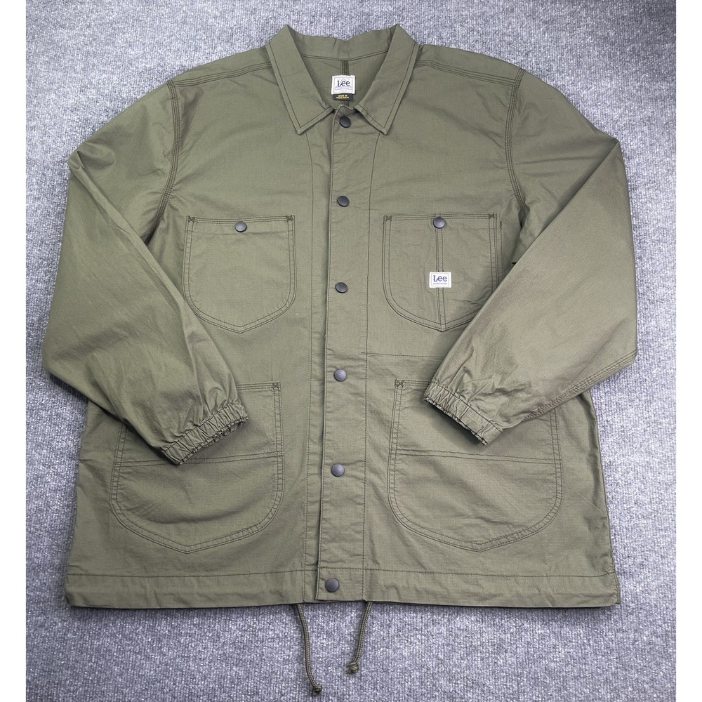 Lee Chore Jacket Mens XXL Olive Green Ripstop Workwear‎ Snap Front Utility Coat